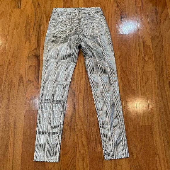 rag & bone Zebra Women's Metallic Jean Tag Size 28 Silver Black Made in the USA - Picture 3 of 13